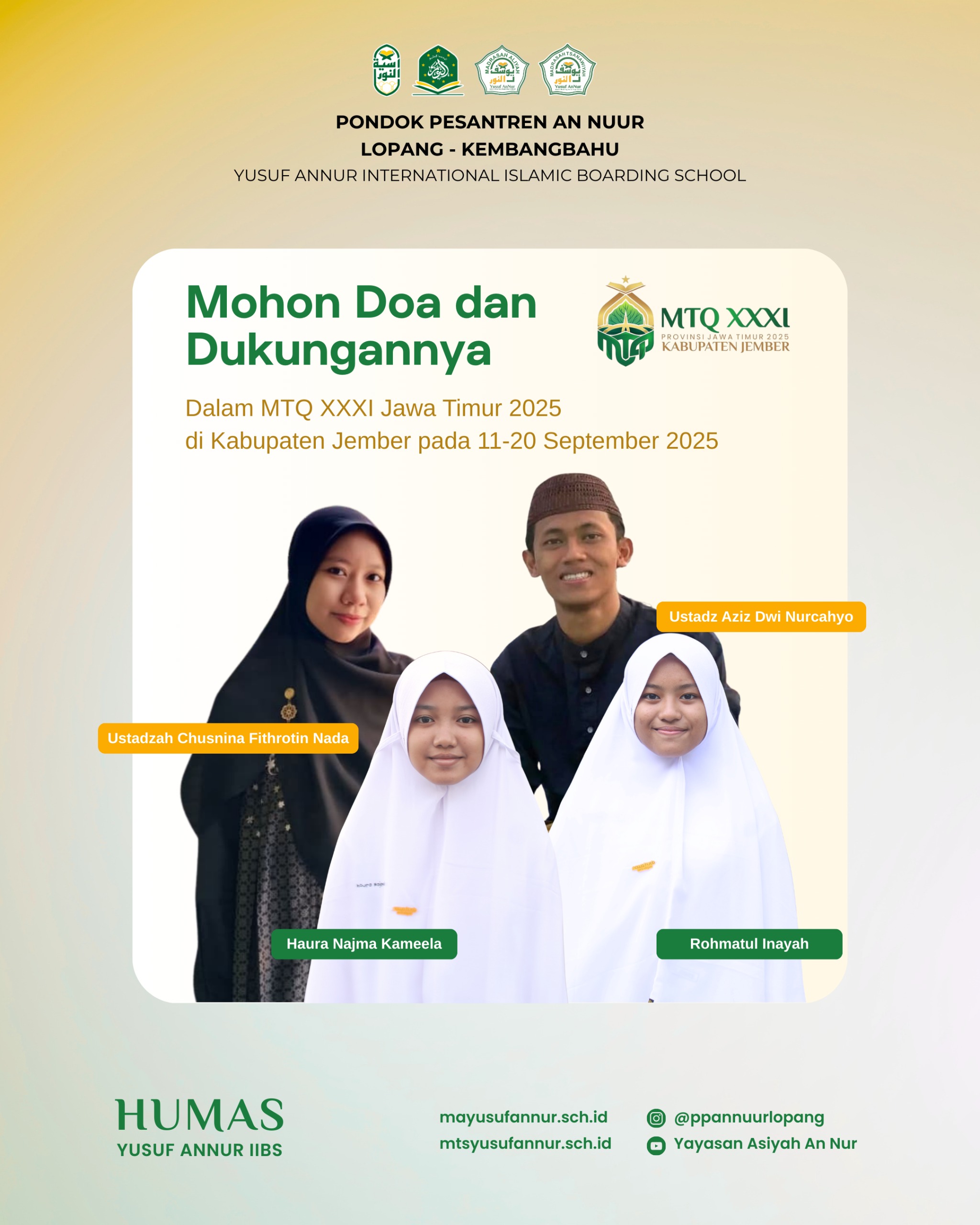 Pondok Pesantren Annuur Kirim Delegasi ke MTQ Jatim, Wujud Kawah Candradimuka Seni Alquran